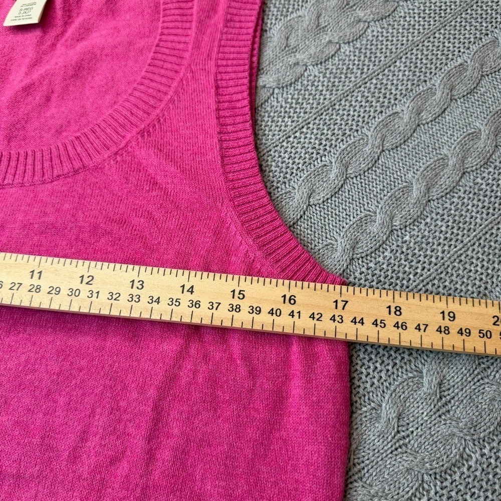 LL Bean Sweater Vest Women Small Pink Cotton Cashmere Scoop Coastal Grandmother - Picture 4 of 6